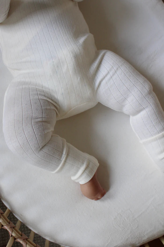 Little Threads Pointelle Wrap Footie - Cream