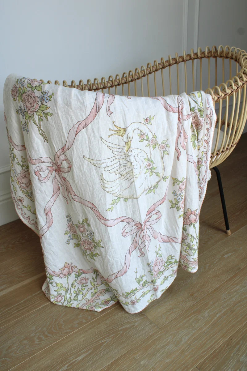 Little Threads Swan Garden Muslin Blanket