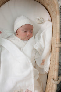 Bebe Bella Modal Bear Embroidery Layette Set - White Pink