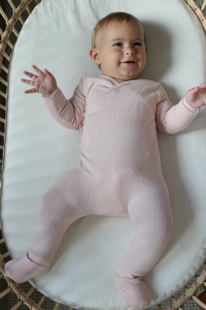 Little Threads Pointelle Wrap Footie - Pink