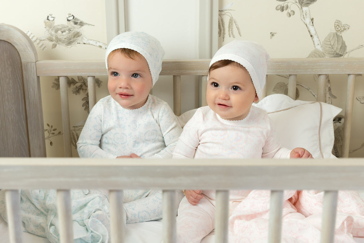 Bee & Dee Babyland Toile Footie & Beanie - Ivory Girls