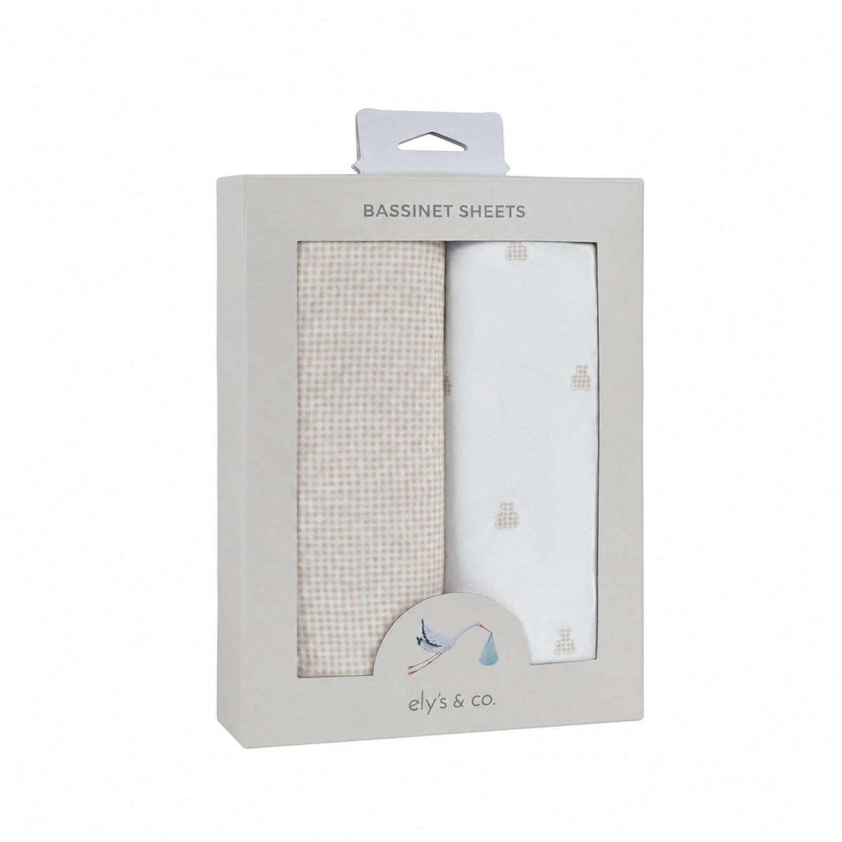 Elys & Co Gingham Bear 2 Pack Sheets - Tan
