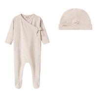 Marmar Heather Footie & Beanie- Light Beige Mel