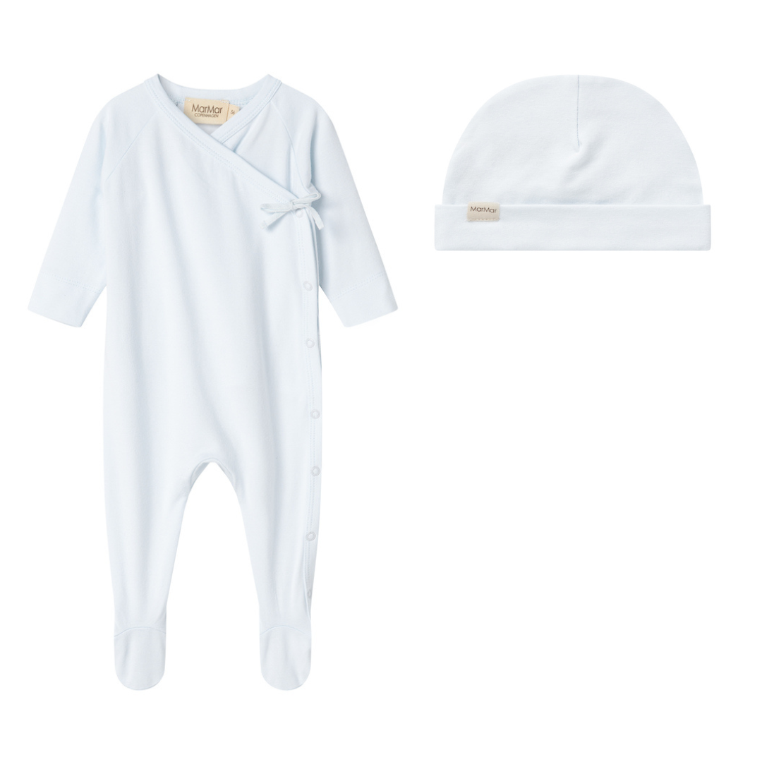 Marmar Solid Wrap Footie & Beanie- Light Blue
