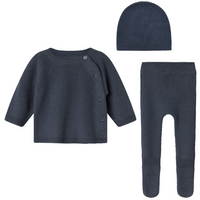 Marmar Merino Wool Top, Pants & Beanie- Blue