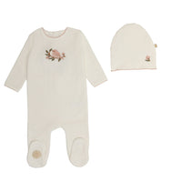 Mon Tresor Bird Branch Footie & Hat - Ivory/Pink