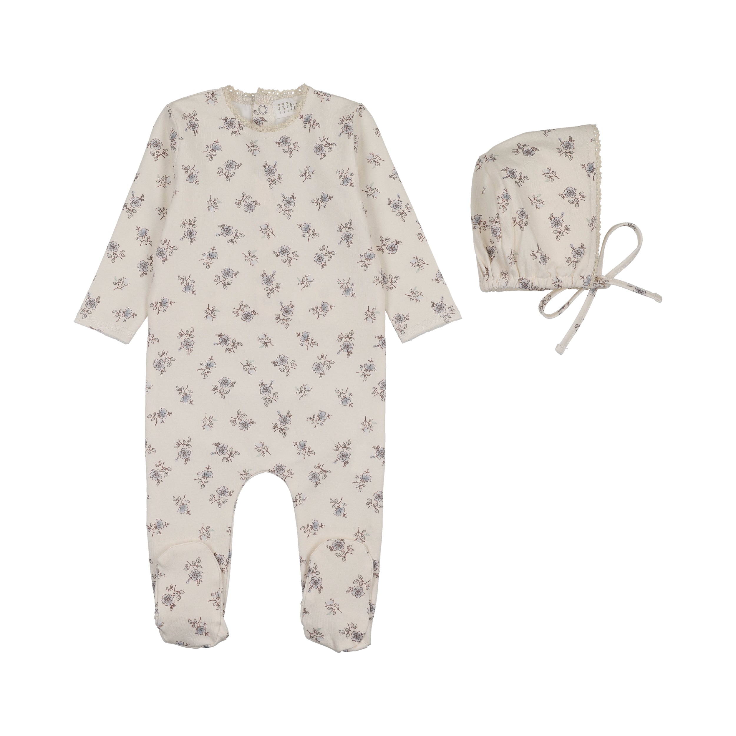 Peluche Blossom Footie & Bonnet - Powder