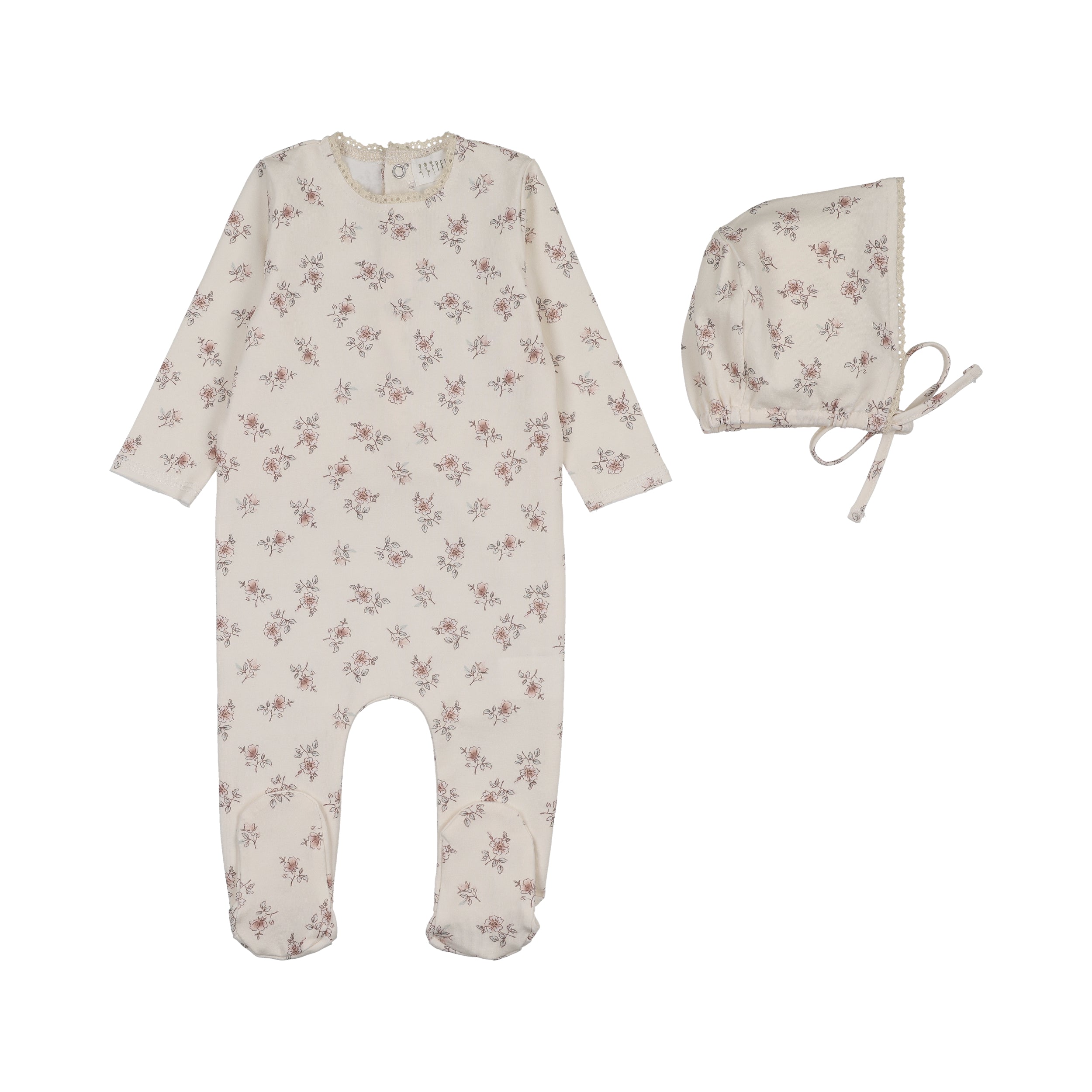 Peluche Blossom Footie & Bonnet - Rose