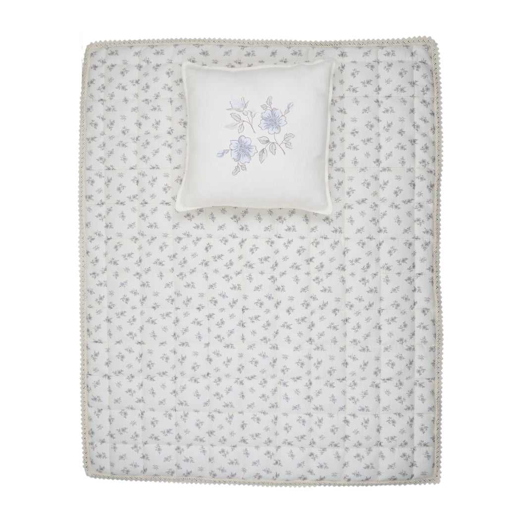 Peluche Blossom Quilted Blanket & Pillow - Powder