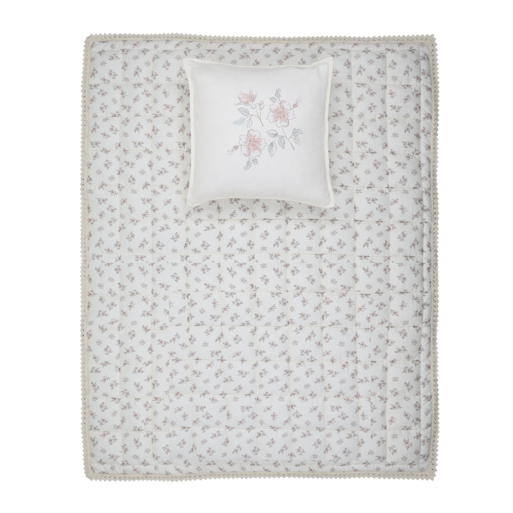 Peluche Blossom Quilted Blanket & Pillow - Rose