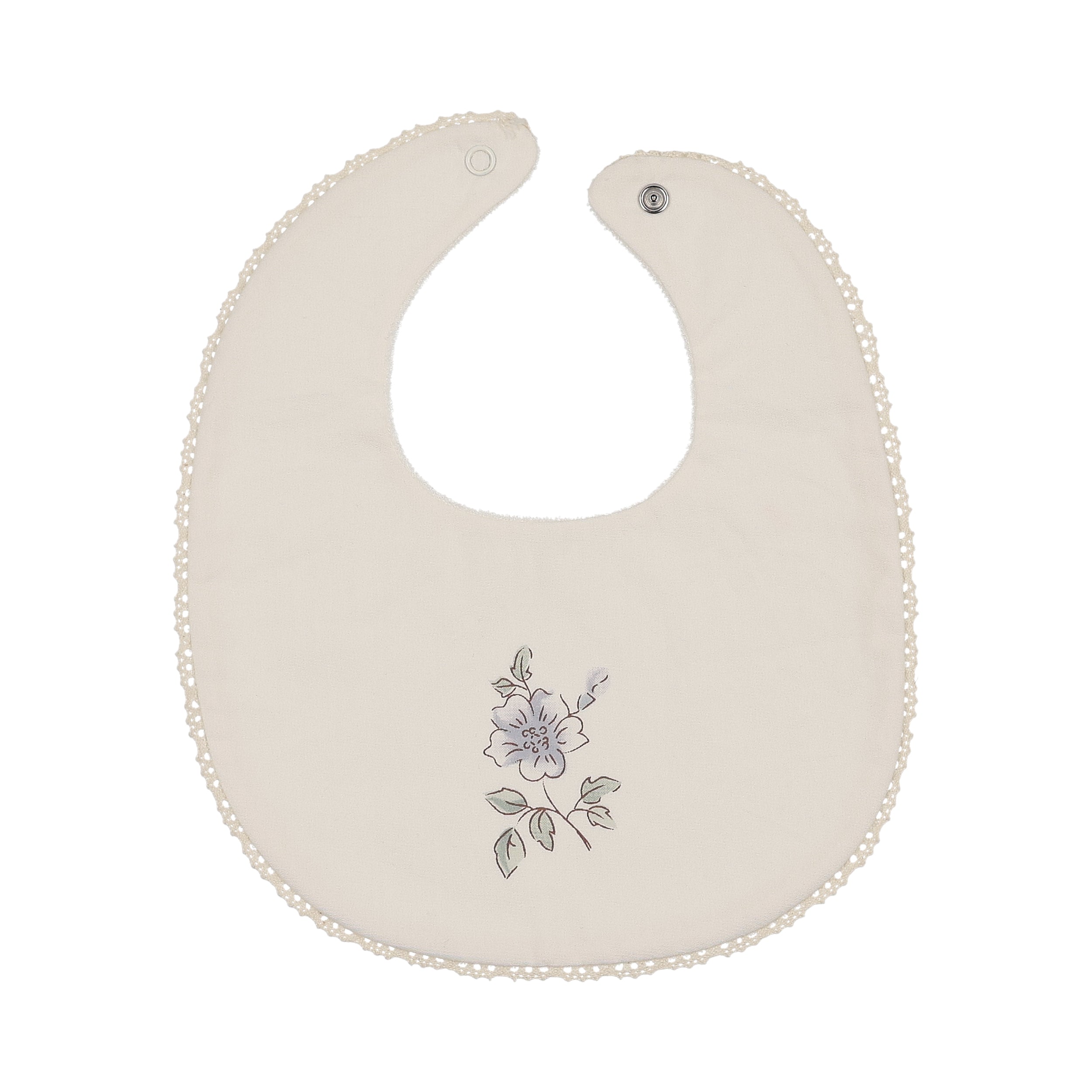 Peluche Blossom Round Bib - Powder