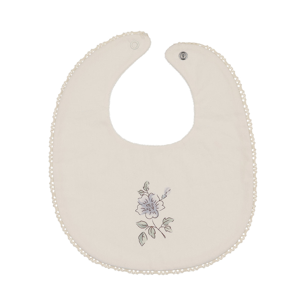 Peluche Blossom Round Bib - Powder