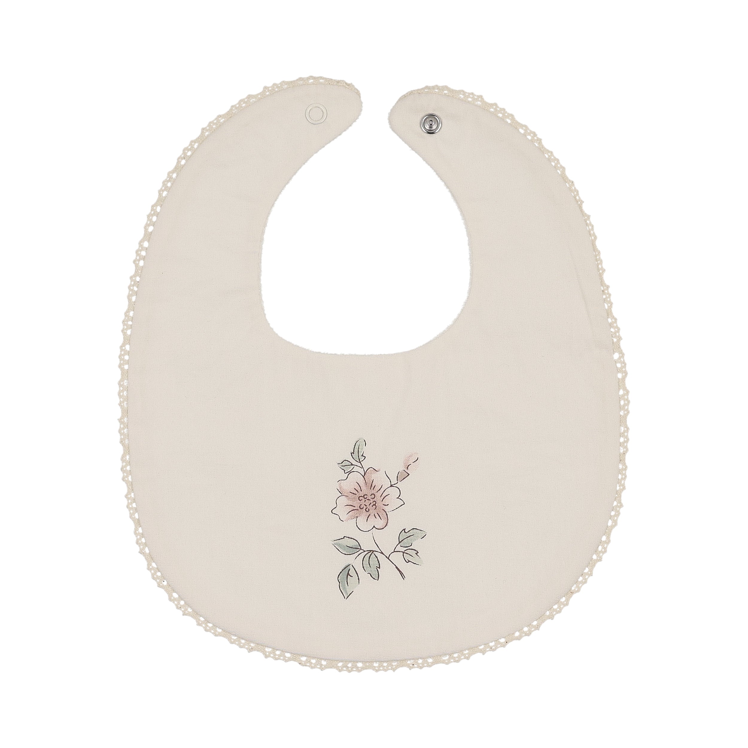 Peluche Blossom Round Bib - Rose