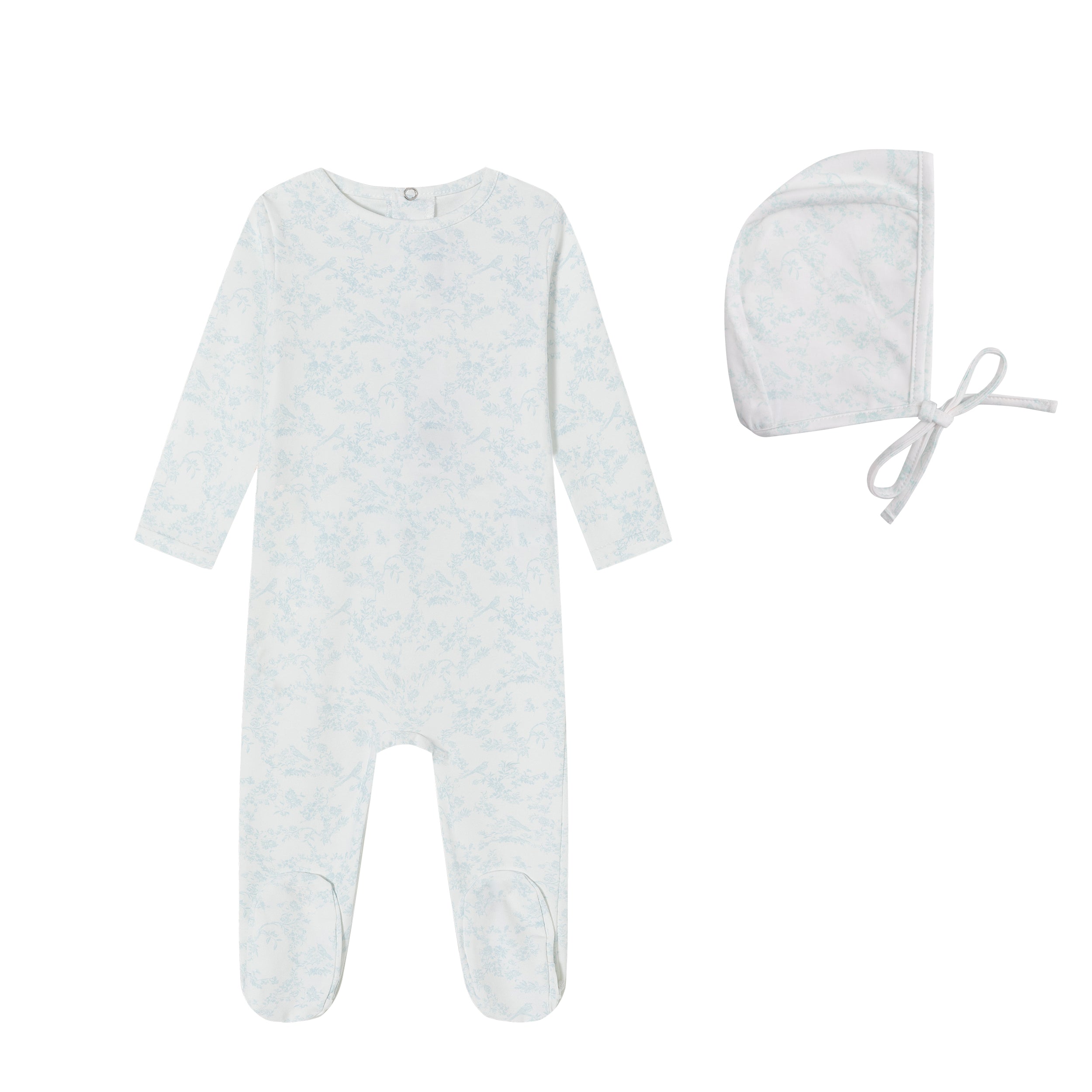 Minilabel Toile Footie & Bonnet - Blue Bird