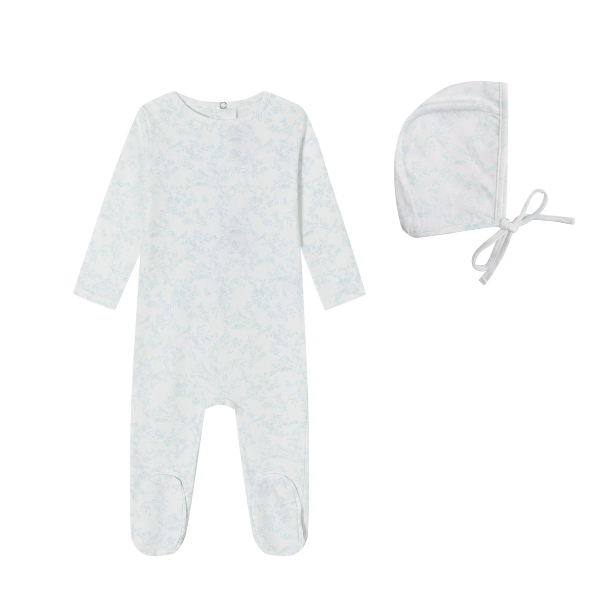 Minilabel Toile Footie & Bonnet - Blue Bird