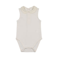 Peluche Bodysuit Crochet Trim - Sleeveless Cream