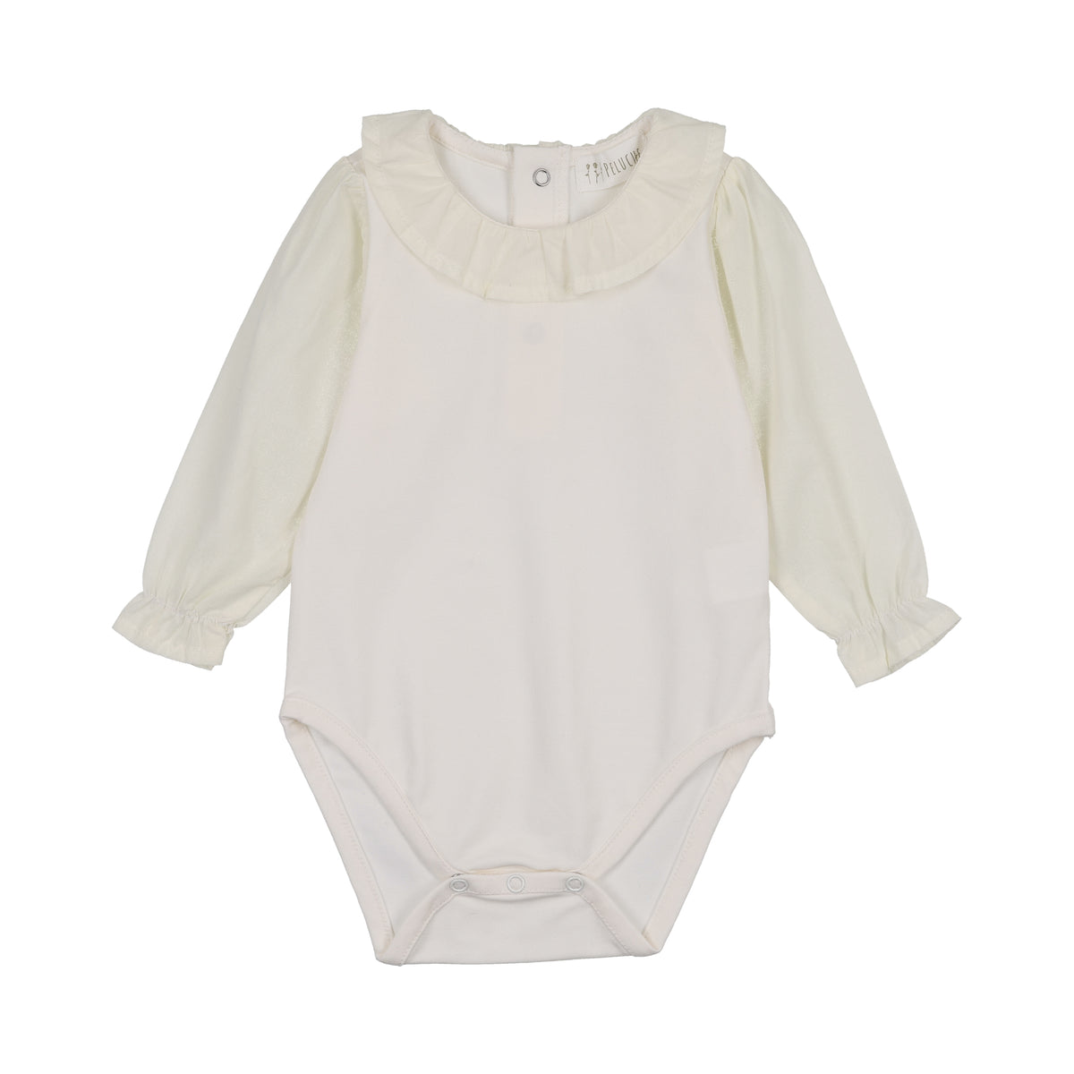 Peluche Cream Bodysuit with Blouse Sleeve