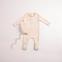 Bee & Dee Botanical Crest Footie & Bonnet - Cream Boys