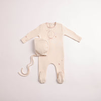 Bee & Dee Botanical Crest Footie & Bonnet - Cream Girls