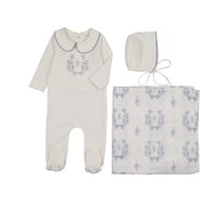 Peluche Collared Botanical Layette Set - Blue