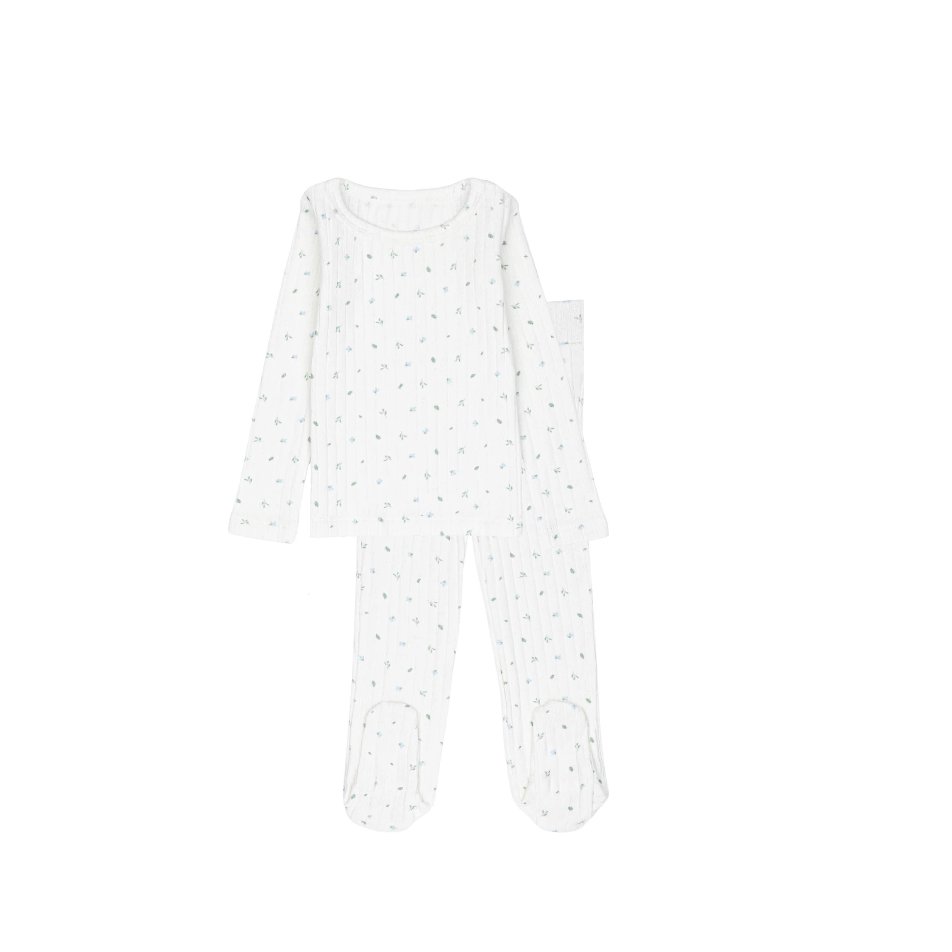 Minilabel Petal Pointelle Floral Top & Pants Set - Blue