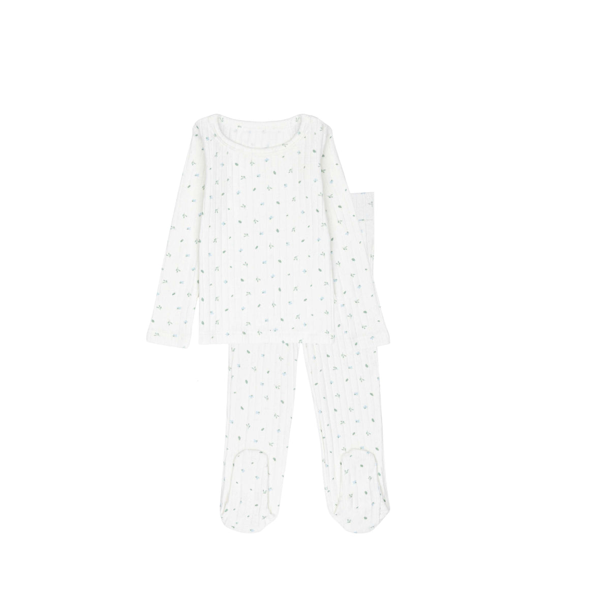 Minilabel Petal Pointelle Floral Top & Pants Set - Blue