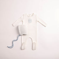 Bee & Dee Butterfly Motif Footie & Bonnet - Chalk White Boys
