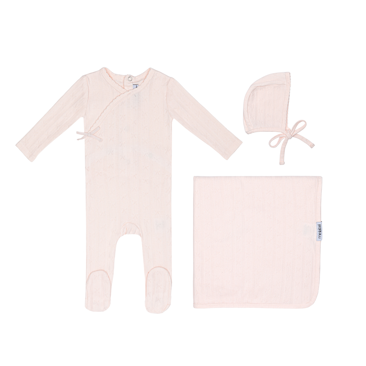 Minilabel Wrapover Pointelle Layette Set - Pink Butterfly