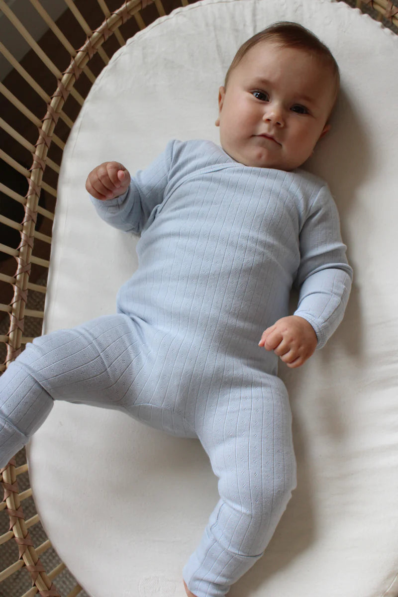 Little Threads Pointelle Wrap Footie - Blue
