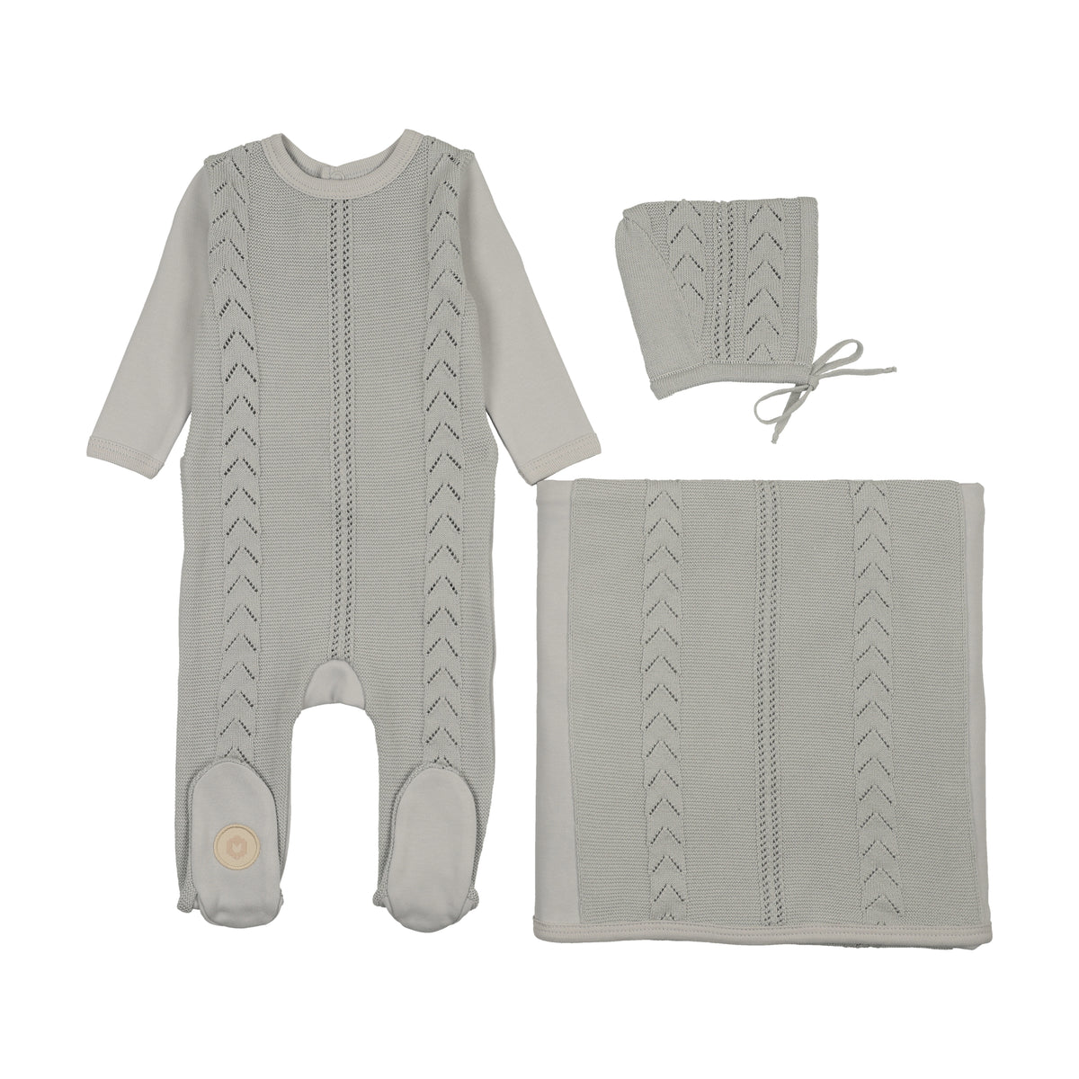 Mon Tresor Cable Front Layette Set - Blue Dawn