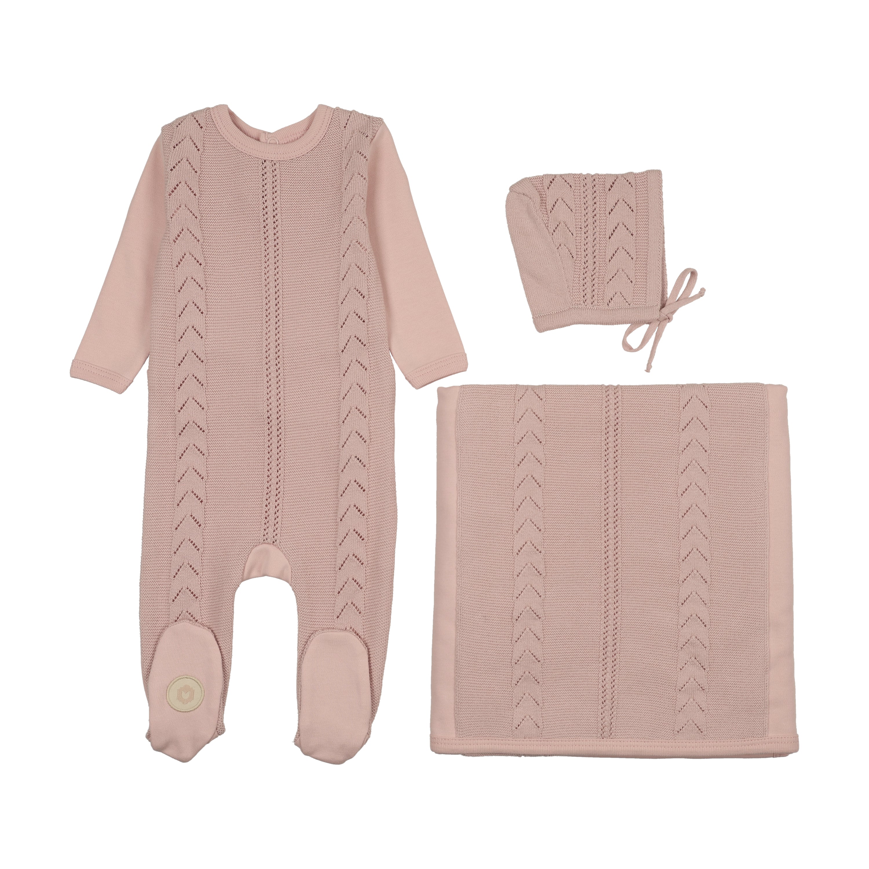 Mon Tresor Cable Front Layette Set - LightRose
