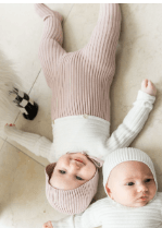 Little Fragile Two Tone Rib Knit Layette Set