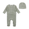Bee & Dee Center Print Velour Footie with Beanie