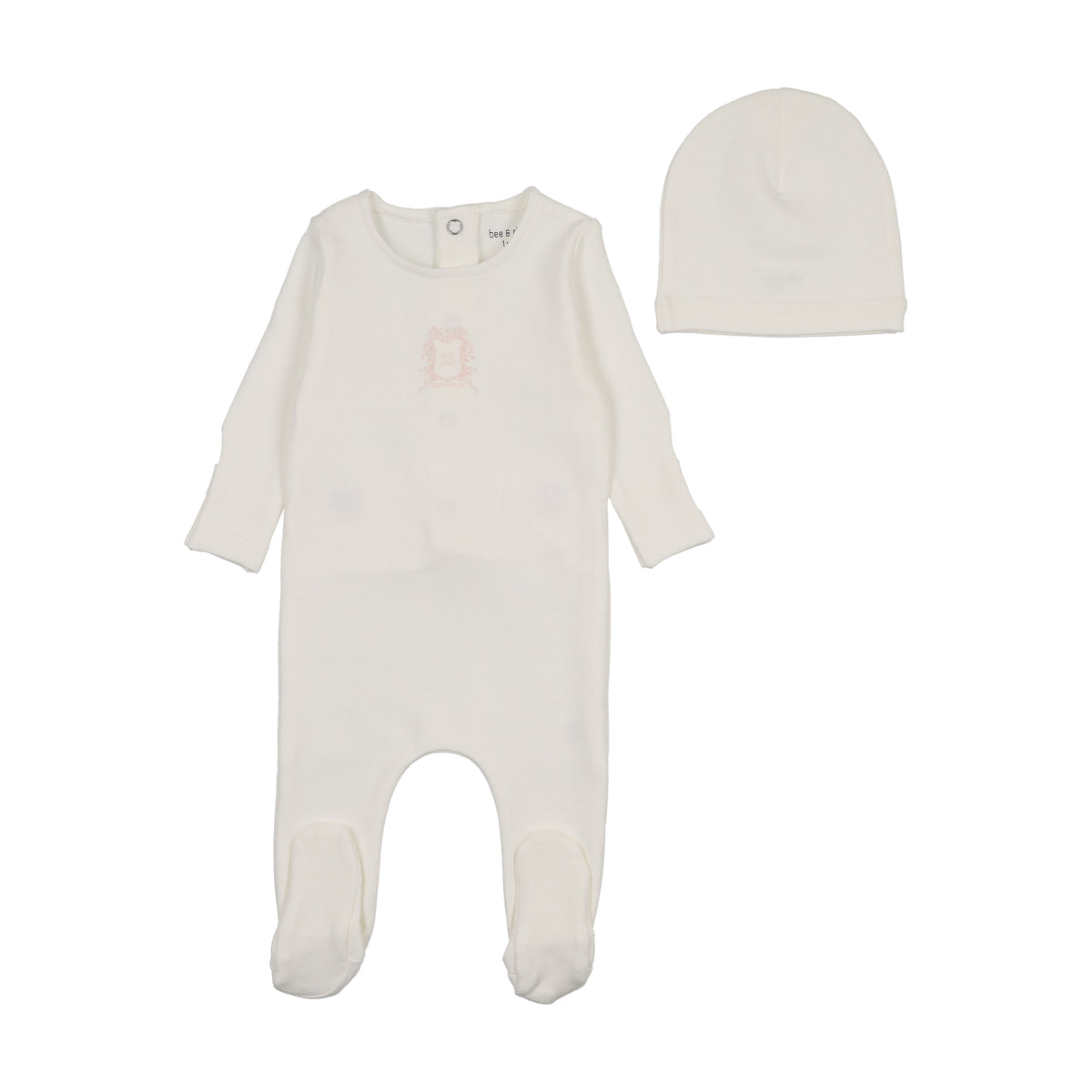 Bee & Dee Classic Crest Footie & Bonnet - White Girls