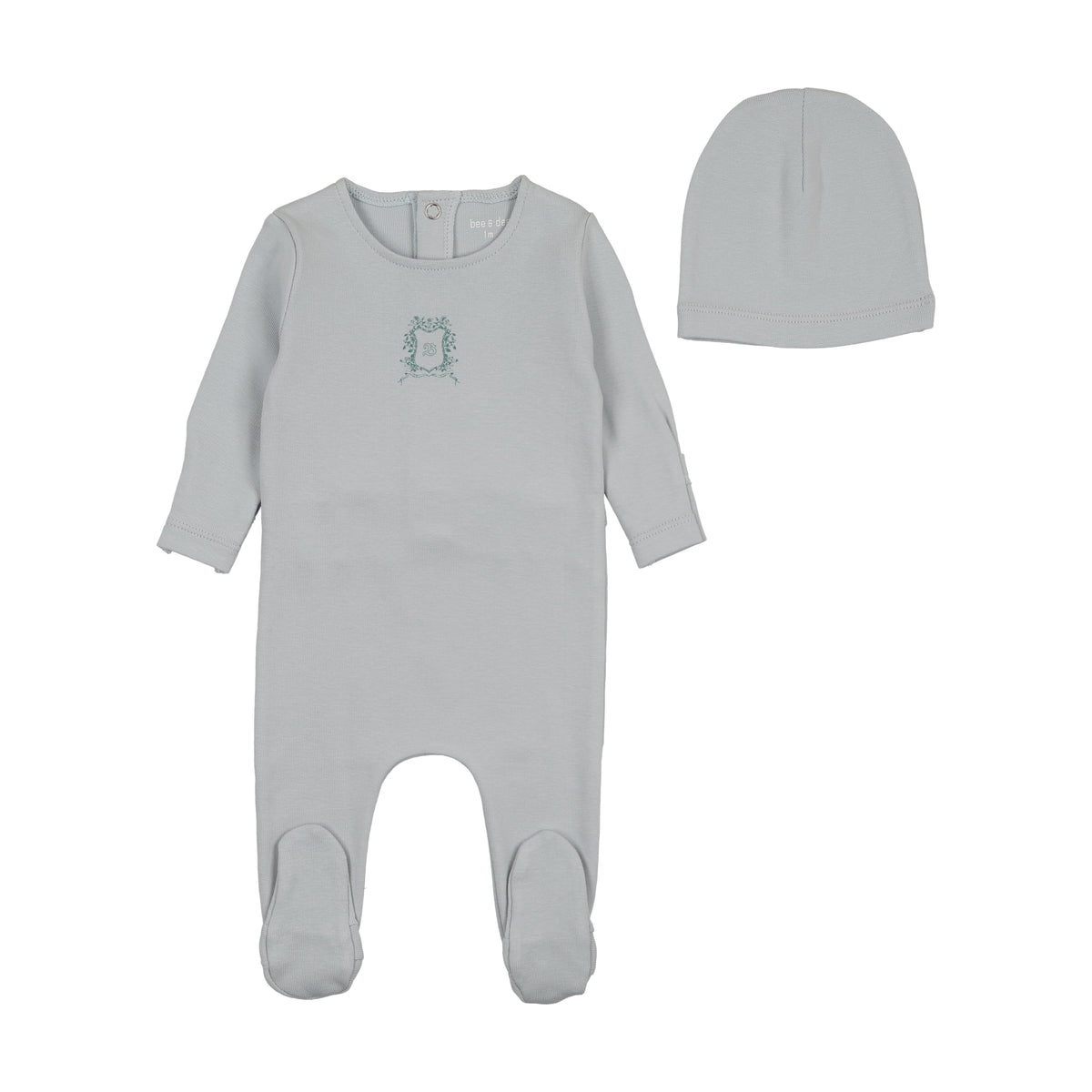 Bee & Dee Classic Crest Footie & Bonnet - Fortress