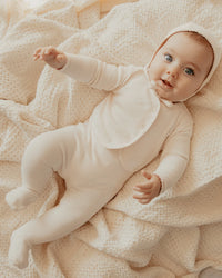 Little Parni Pointelle Cardigan, Footie & Bonnet - Milk White