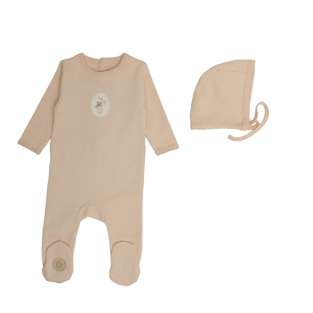 Mon Tresor Cottage Comfort Footie & Hat - Barely Pink
