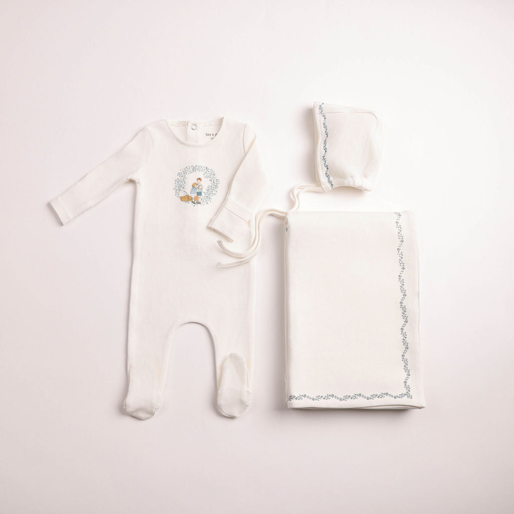 Bee & Dee Cradle Scene Layette Set - Chalk White Boys