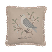 Peluche Knit Cross Stitch Pillow - Taupe