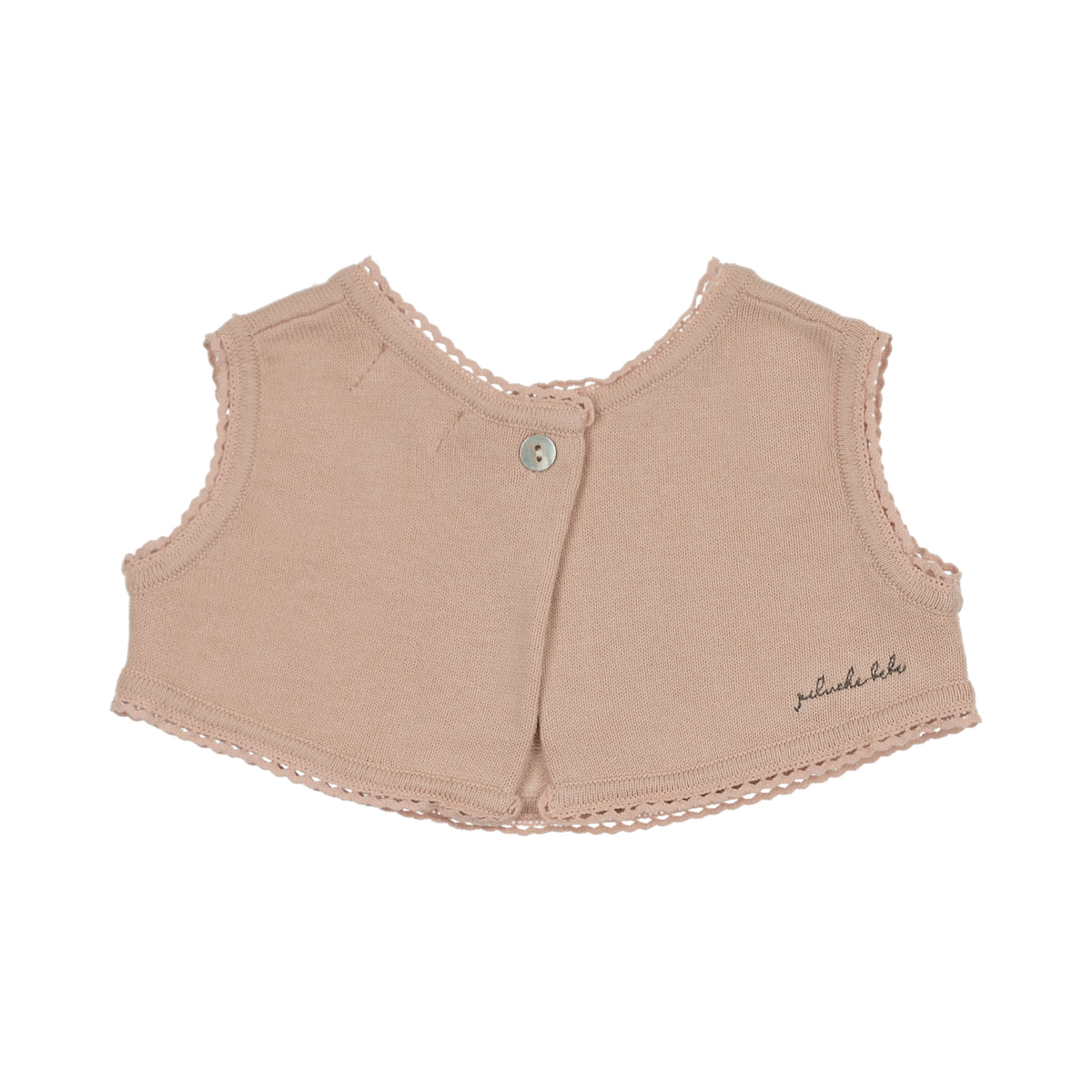 Peluche Knit Cross Stitch Overlay Bib - Rose