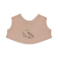 Peluche Knit Cross Stitch Overlay Bib - Rose