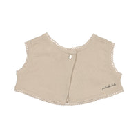 Peluche Knit Cross Stitch Overlay Bib - Stone/Blue
