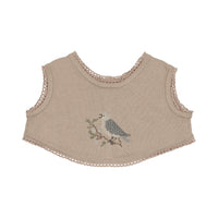 Peluche Knit Cross Stitch Overlay Bib - Taupe