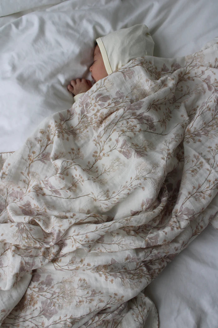 Little Threads Delicate Neutral Branches Muslin Blanket