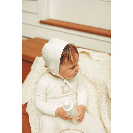 Ladida Ribbed L Center Footie & Bonnet - Blue