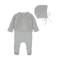 Bee & Dee Dainty Sweater Footie, Cardigan & Hat - London Fog