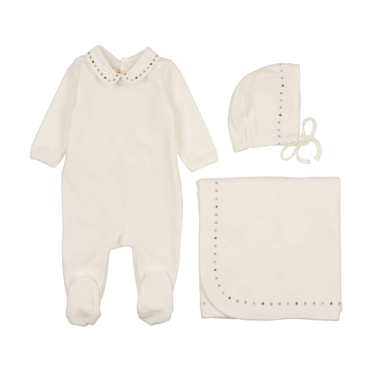 Mon Tresor Dot to Dot Collared Layette Set