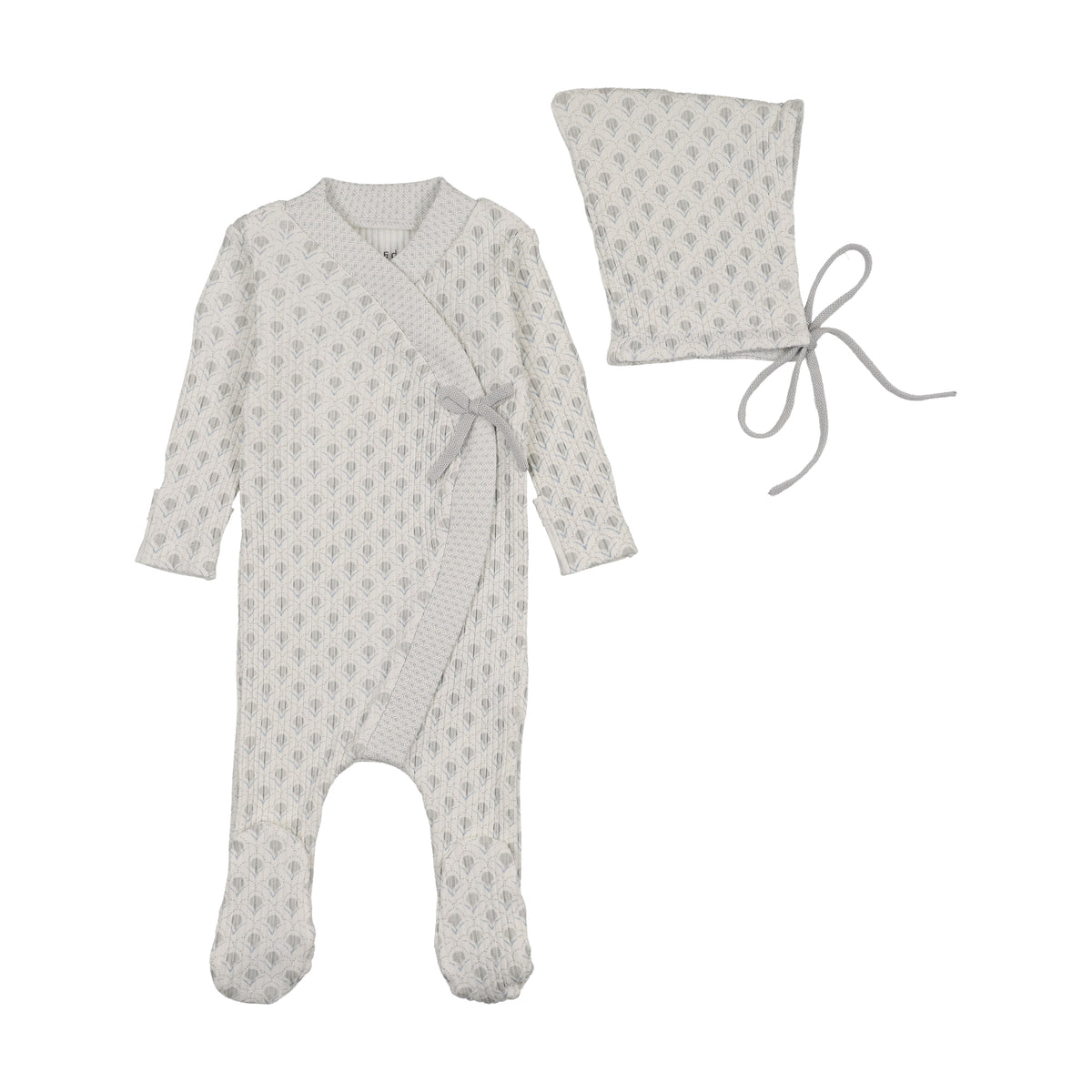 Bee & Dee Double Print Footie & Bonnet- Boys Print