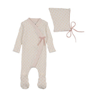 Bee & Dee Double Print Footie & Bonnet- Girls Print