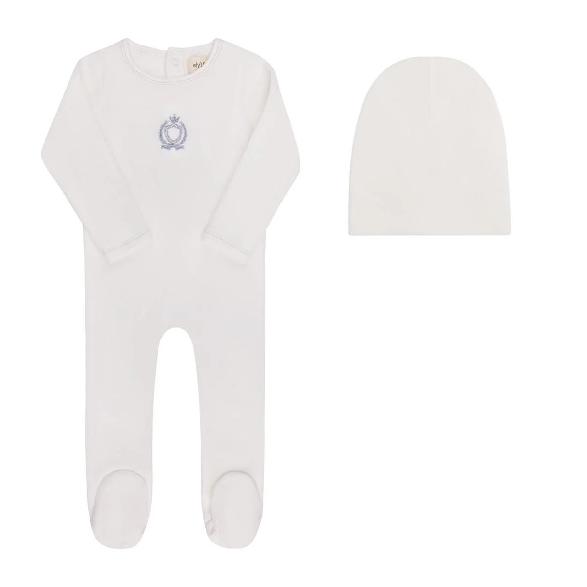 Aurora Metallic Crest Footie & Bonnet - Ivory Boy